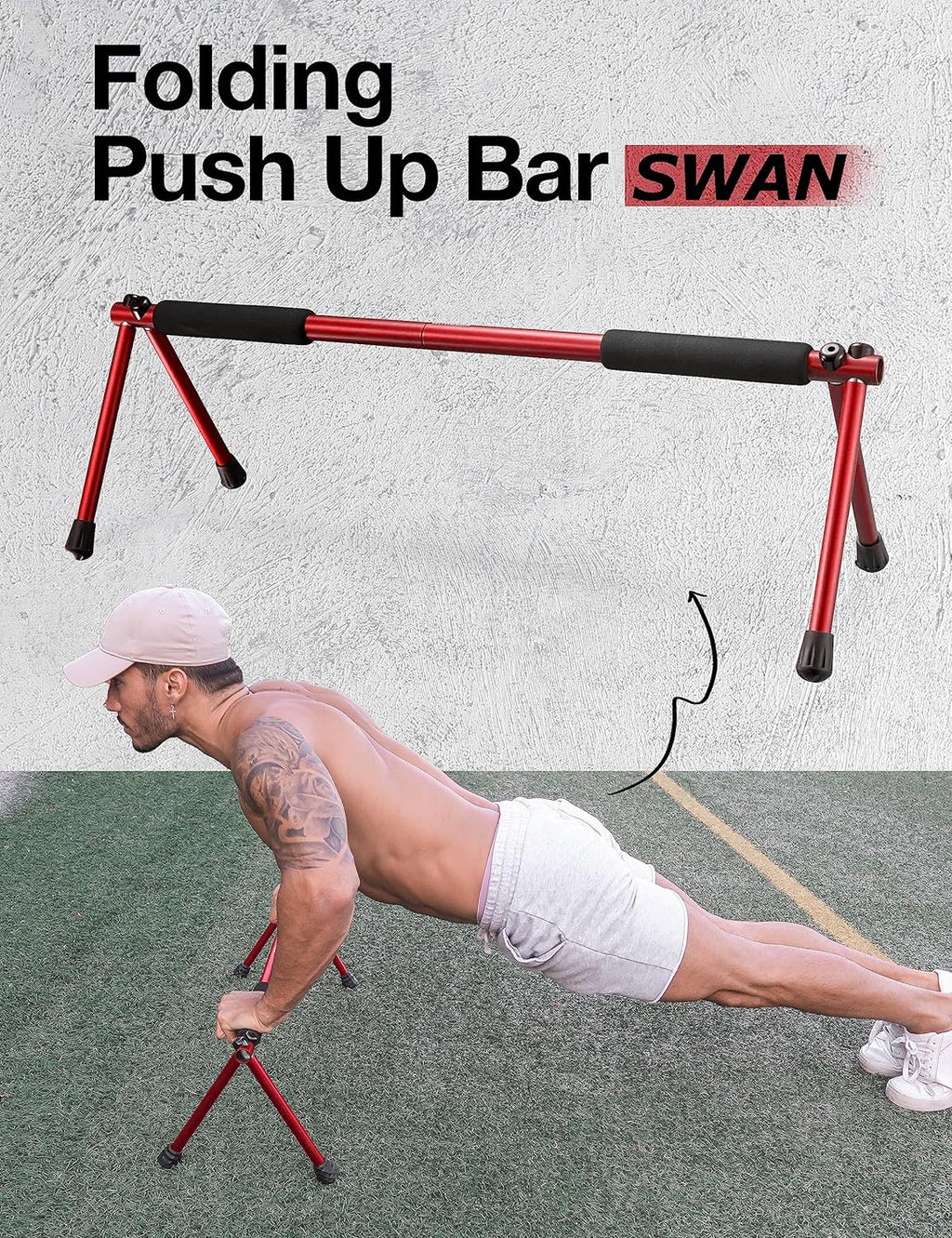 Push up Bar – Folding Dip Bar for Home Workout, Lightweight & Portable Strength Training Equipment for Men & Women, Indoor & Outdoor Use (Hawk)