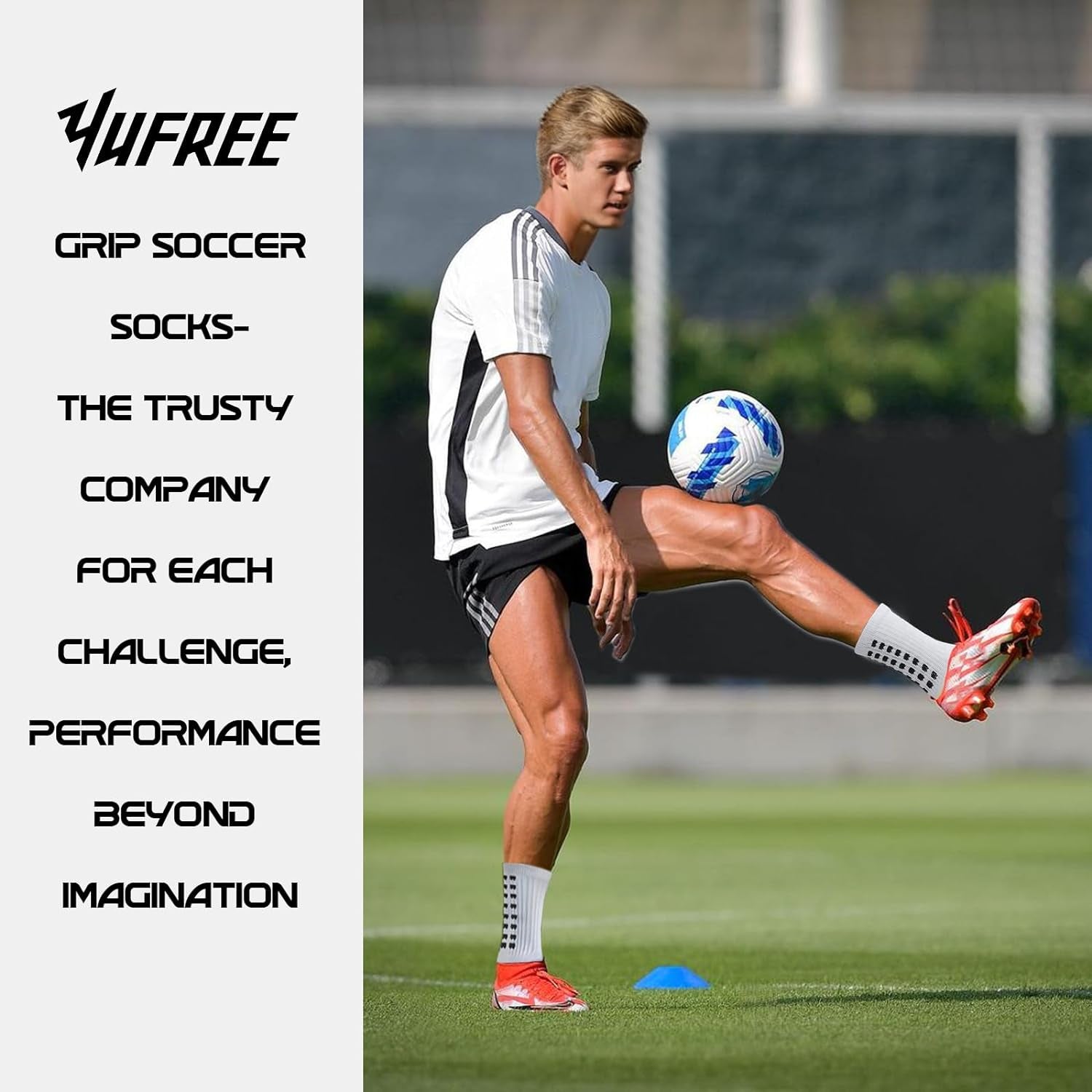 4 Pairs Mens Grip Soccer Socks Non Slip Grippy Women Socks for Football Basketball Sports