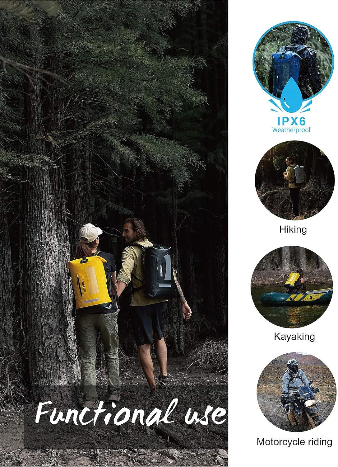 Waterproof Backpack for Men 20L/30L/40L, Floating Dry Bag Kayak, Dry Backpack Hiking